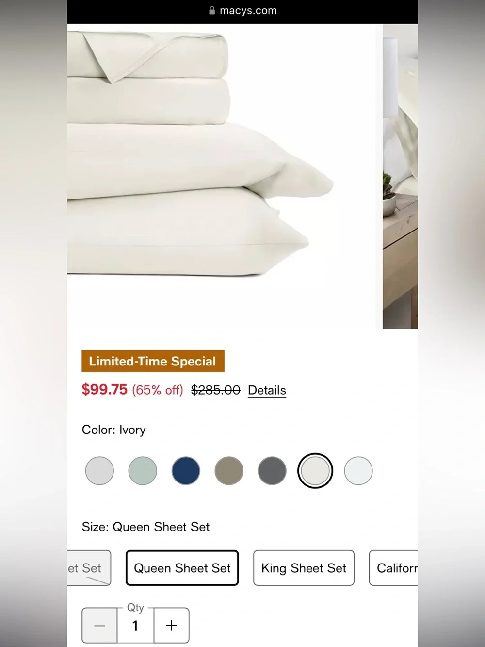 Macy’s ienjoy Home Queen Sheet Set Luxury Rayon from Bamboo Ivory